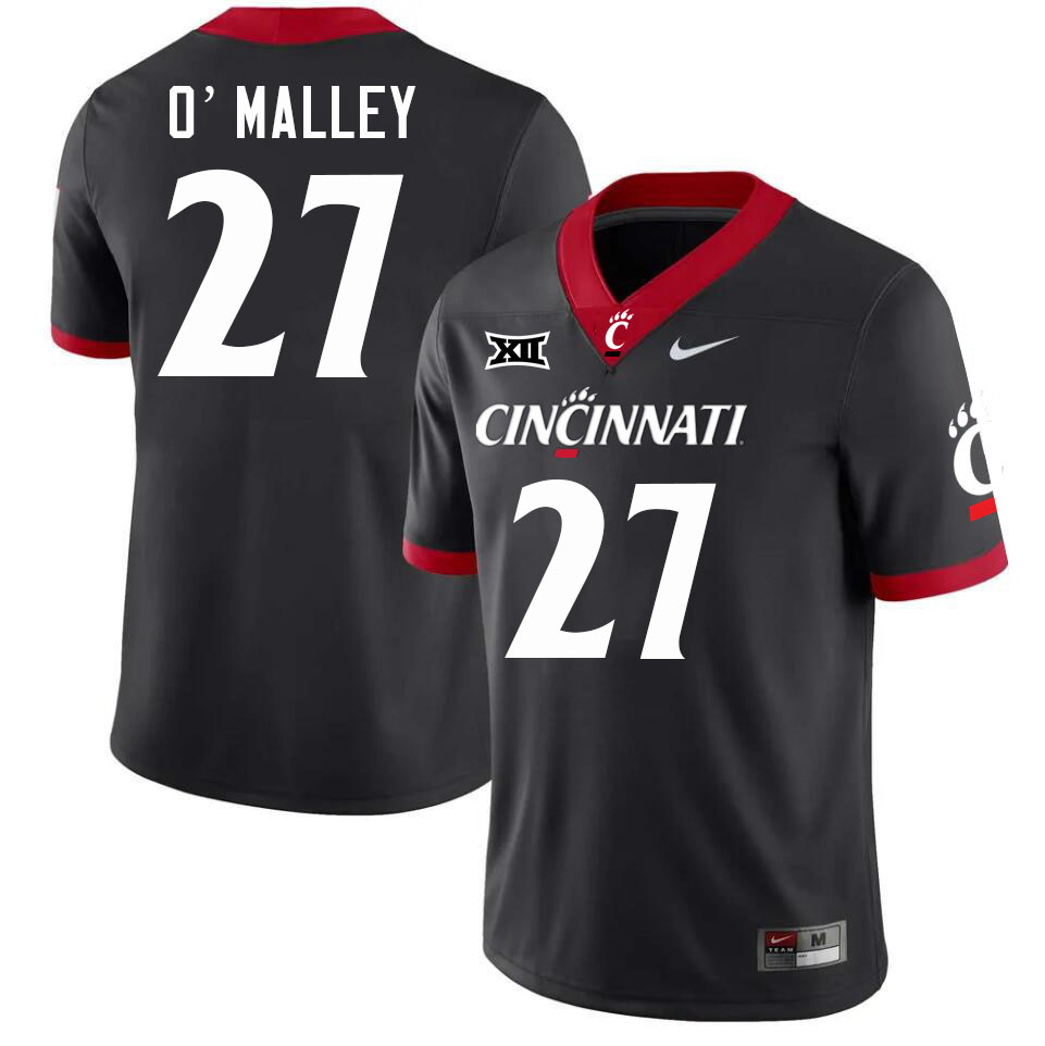 Cincinnati Bearcats #27 Tom O'Malley Big 12 Conference College Football Jerseys Stitched Sale-Black
